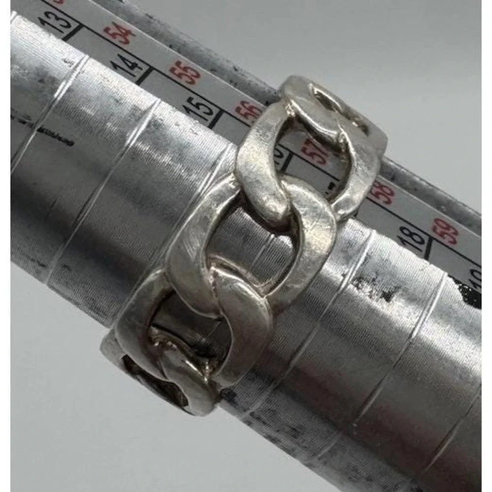 MENS CUBAN‎ CURB CHAIN LINK SOLID STERLING SILVER 925 STATEMENT BAND RING SZ 8